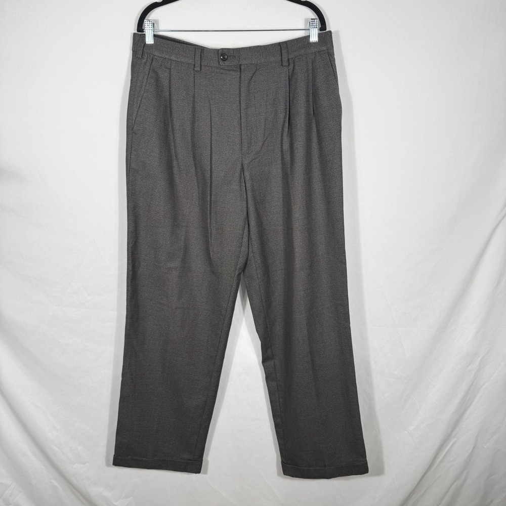 Perry Ellis Portfolio Mens Dress Pants 36x32 Gray Pleated Career Office